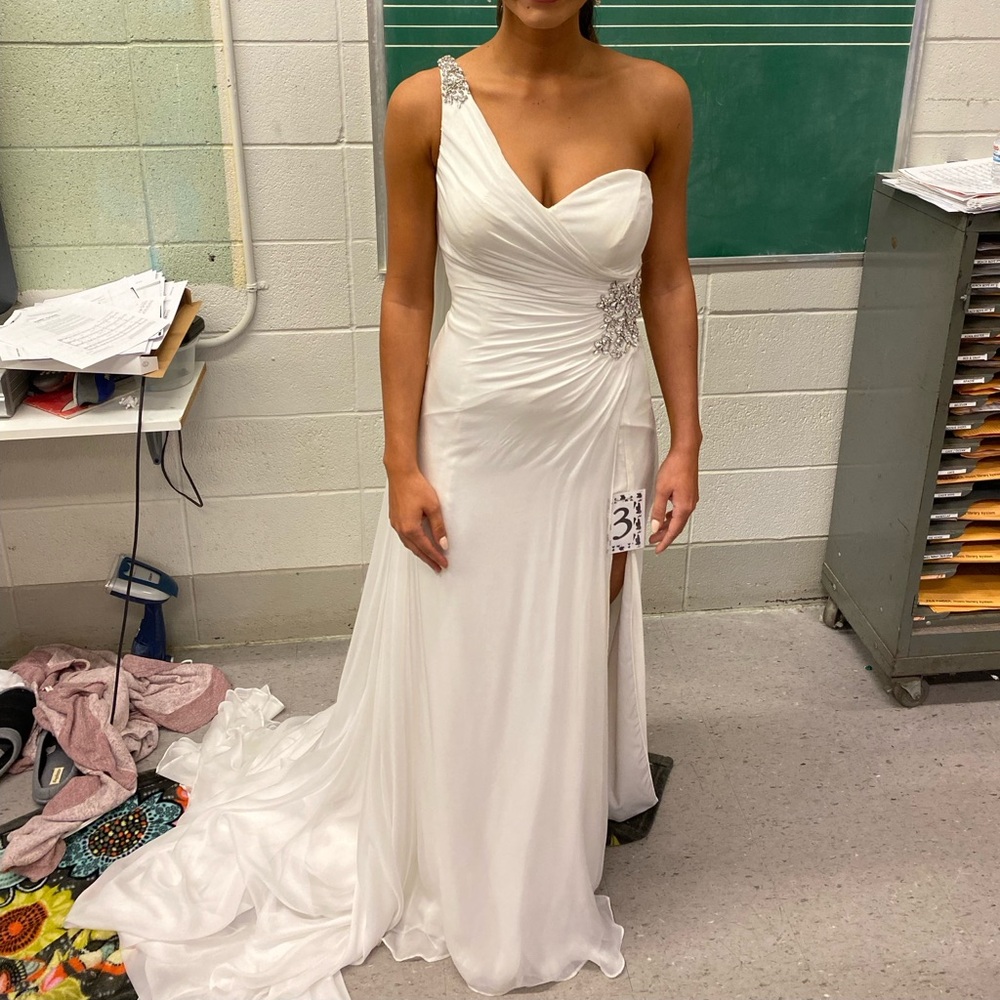 Jovani White One Shoulder Dress